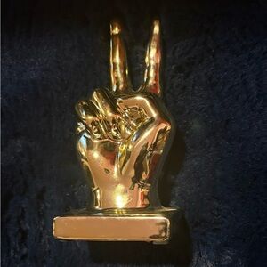 Gold Peace Sign Sculpture